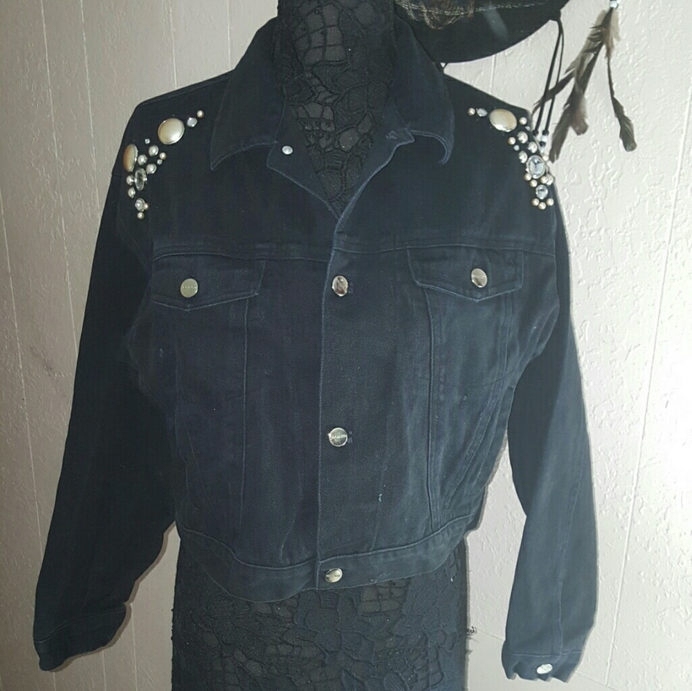 Spoiled Black Embellished denim Half Jacket